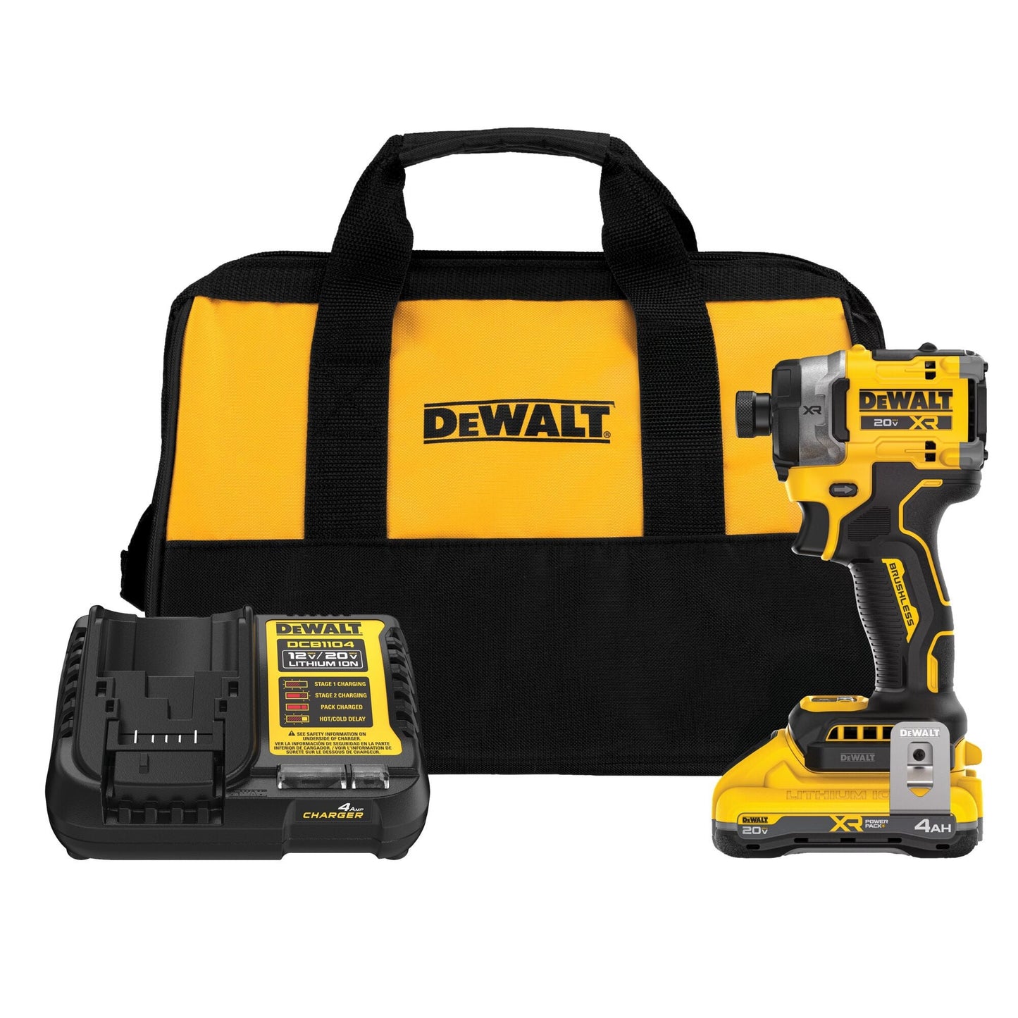 20V MAX XR BRUSHLESS CORDLESS HIGH TORQUE 1/4" IMPACT DRIVER KIT W/ XR POWERPACK