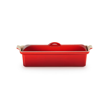 2QT TRADITIONAL CAST IRON RECTANGULAR PATE TERRINE CERISE