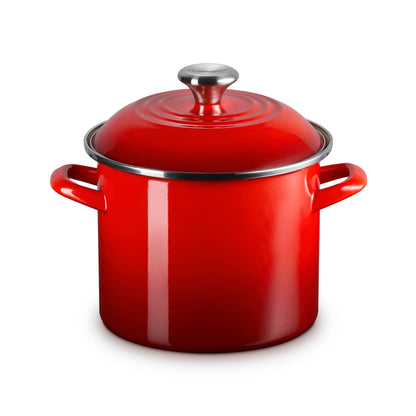 6QT ENAMEL ON STEEL COVERED STOCKPOT CERISE