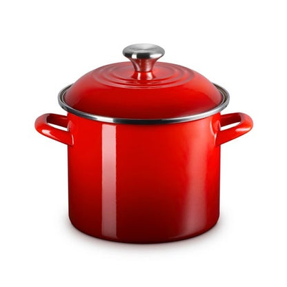 6QT ENAMEL ON STEEL COVERED STOCKPOT CERISE