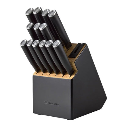 14PC CLASSIC TWO-TONE STEP SELF-SHARPENING KNIFE BLOCK SET BLACK