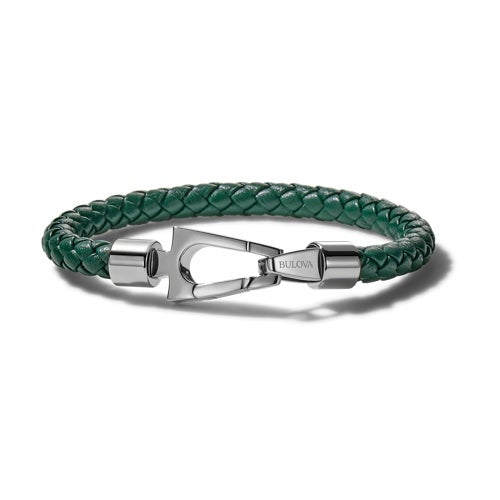 MARINE STAR GREEN BRAIDED LEATHER BRACELET - MEDIUM