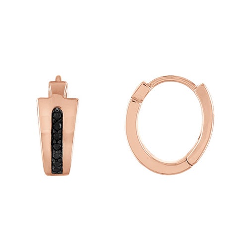 LATIN GRAMMY ROSE-GOLD STERLING SILVER & BLACK DIAMOND HOOP EARRINGS
