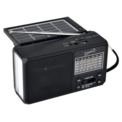 SOLARWAVE PORTABLE SOLAR, 6-BAND BLUETOOTH RADIO W/ LED FLASHLIGHT, BLACK