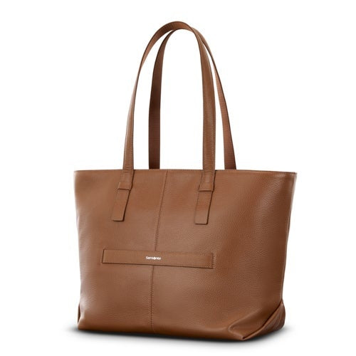 MOBILE SOLUTION LEATHER TOTE COGNAC