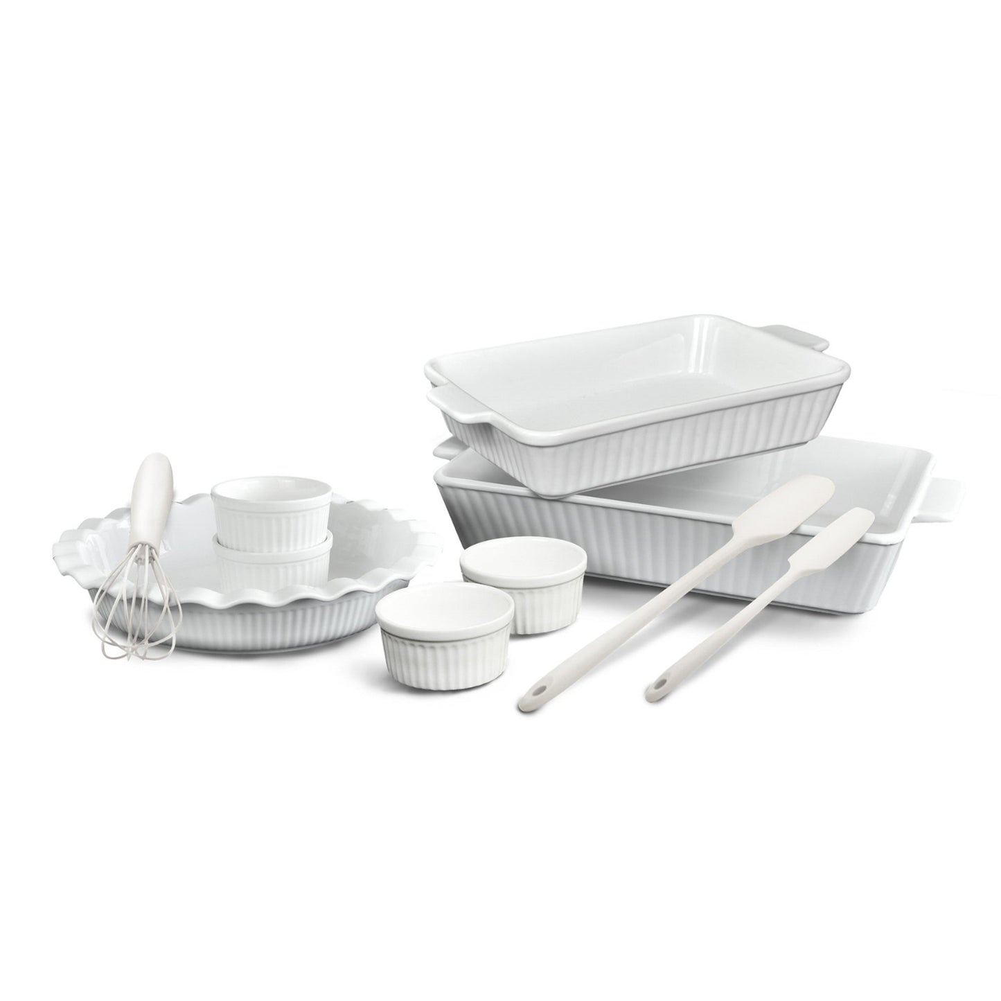 10PC CERAMIC BAKEWARE SET, WHITE