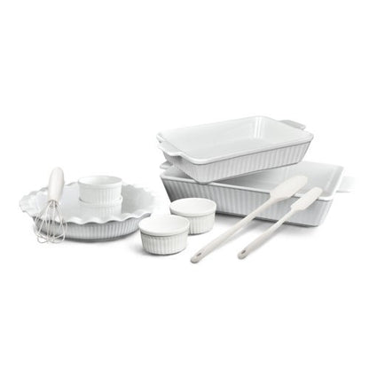 10PC CERAMIC BAKEWARE SET, WHITE