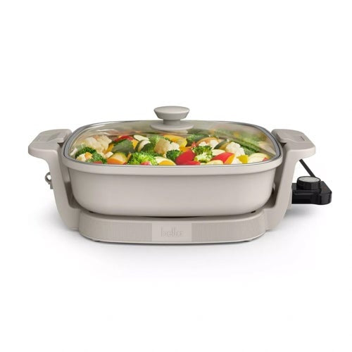 14" MAKE AND TAKE ELECTRIC SKILLET, OATMILK