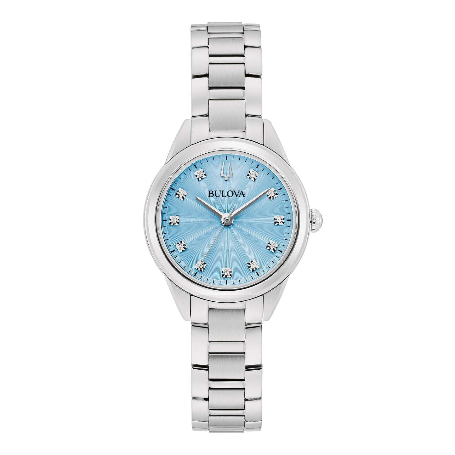 LADIES SUTTON SILVER-TONE STAINLESS STEEL WATCH, PASTEL BLUE DIAL