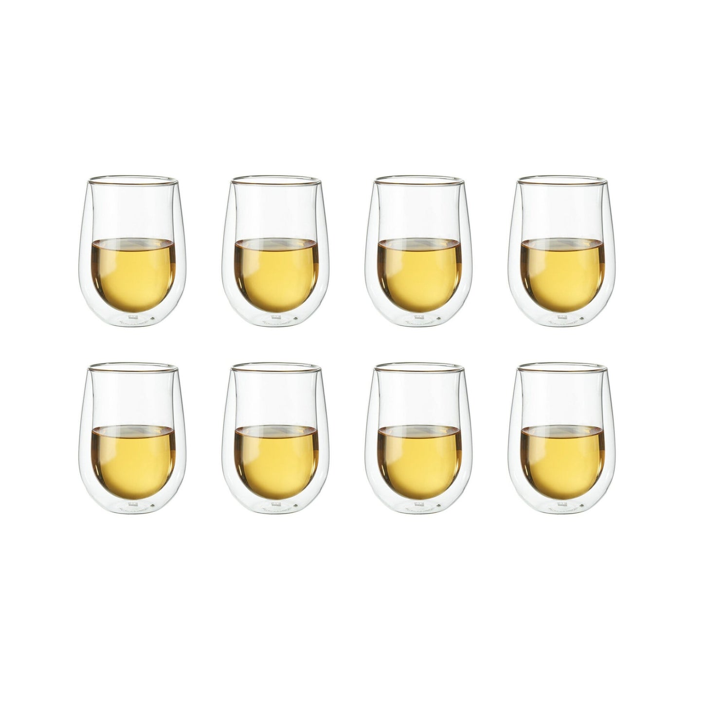 SORRENTO 8PC DOUBLE WALL STEMLESS WHITE WINE GLASS SET