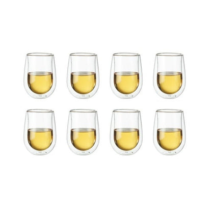 SORRENTO 8PC DOUBLE WALL STEMLESS WHITE WINE GLASS SET