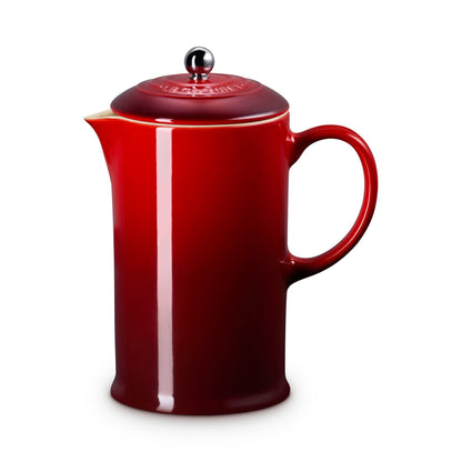 1.1QT STONEWARE FRENCH PRESS W/ STAINLESS STEEL KNOB CERISE