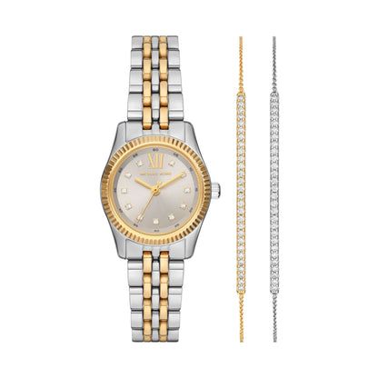 LADIES LEXINGTON GOLD & SILVER-TONE STAINLESS STEEL WATCH & BRACELET GIFT SET