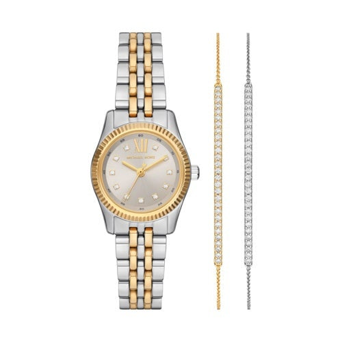 LADIES LEXINGTON GOLD & SILVER-TONE STAINLESS STEEL WATCH & BRACELET GIFT SET