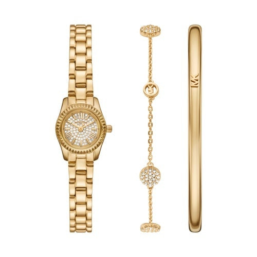 LADIES LEXINGTON GOLD-TONE STAINLESS STEEL WATCH & BRACELET GIFT SET