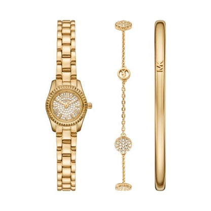 LADIES LEXINGTON GOLD-TONE STAINLESS STEEL WATCH & BRACELET GIFT SET
