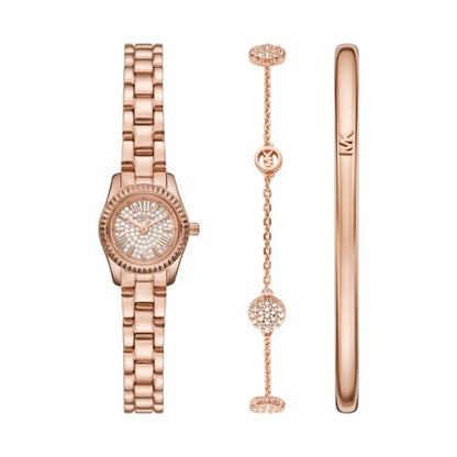 LADIES LEXINGTON ROSE GOLD-TONE STAINLESS STEEL WATCH & BRACELET GIFT SET