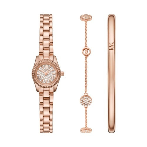 LADIES LEXINGTON ROSE GOLD-TONE STAINLESS STEEL WATCH & BRACELET GIFT SET