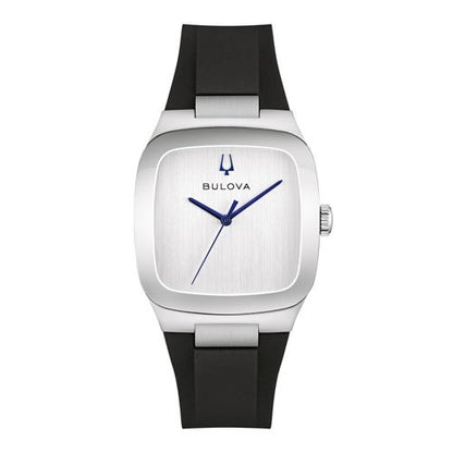 UNISEX LATIN GRAMMY MILLENNIA SILVER & BLACK SILICONE STRAP WATCH SILVER DIAL