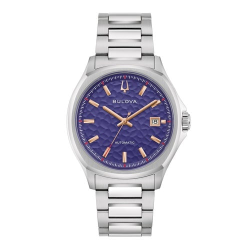 MENS TONY BENNETT NYC SILVER-TONE STAINLESS STEEL WATCH PURPLE DIAL