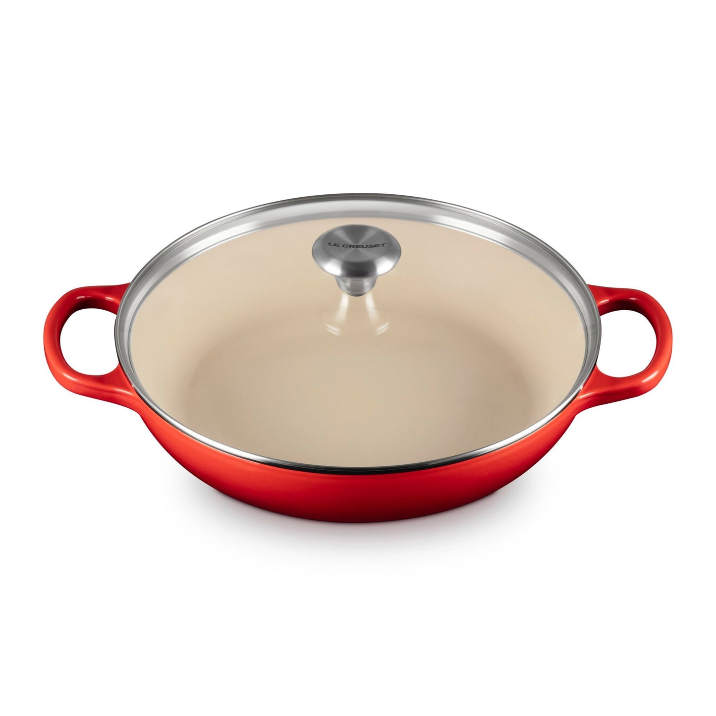 3.5QT SIGNATURE CAST IRON BRAISER W/ GLASS LID CERISE