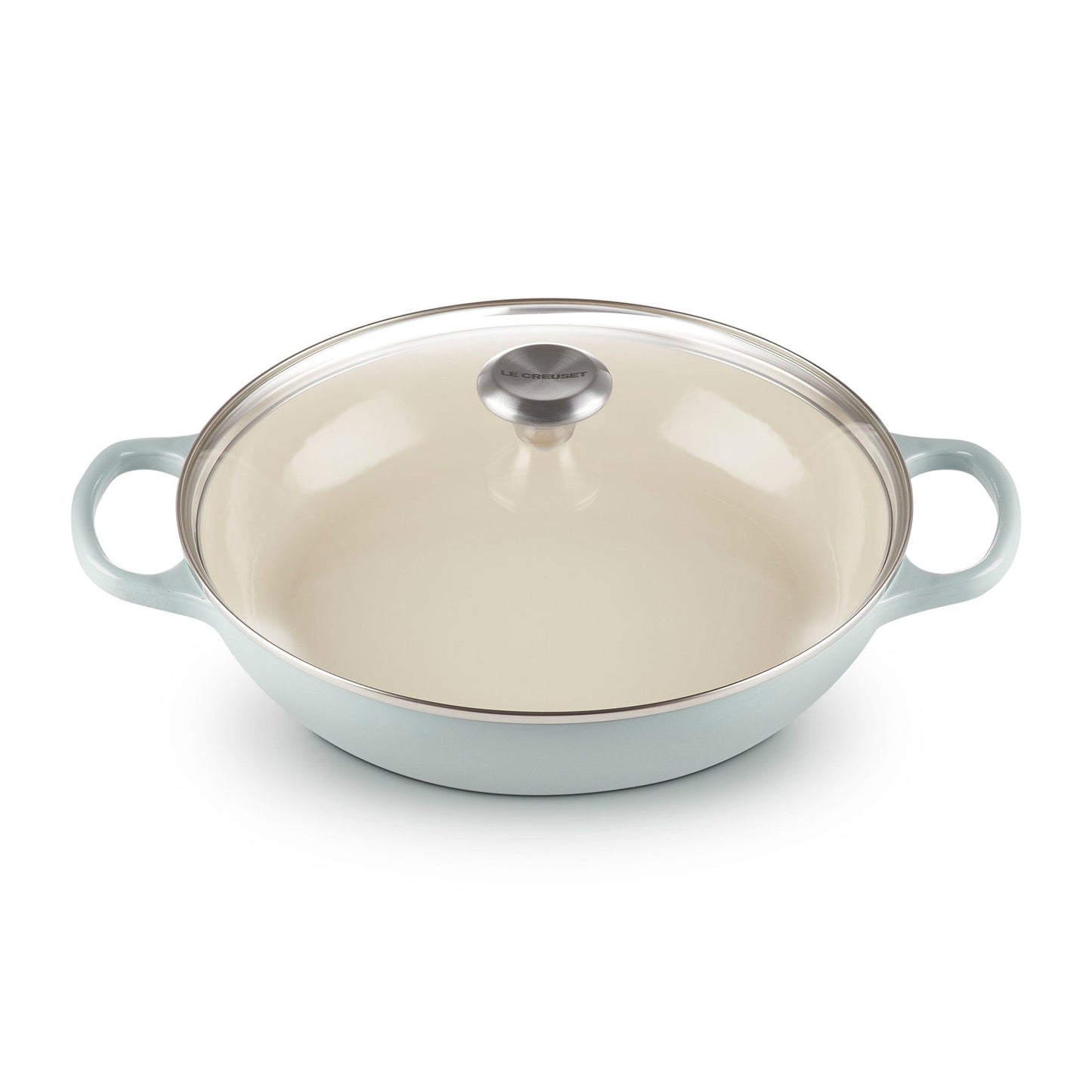 3.5QT SIGNATURE CAST IRON BRAISER W/ GLASS LID SEA SALT