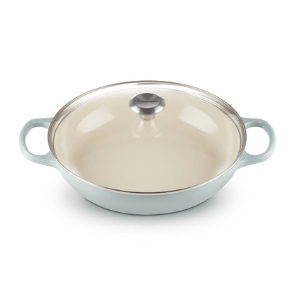 3.5QT SIGNATURE CAST IRON BRAISER W/ GLASS LID SEA SALT