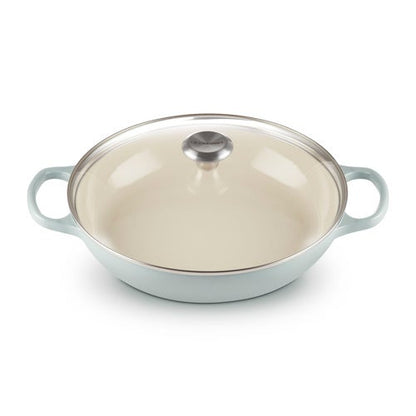 3.5QT SIGNATURE CAST IRON BRAISER W/ GLASS LID SEA SALT