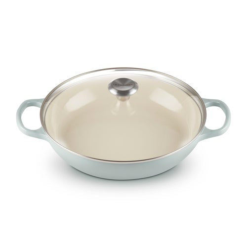 3.5QT SIGNATURE CAST IRON BRAISER W/ GLASS LID SEA SALT