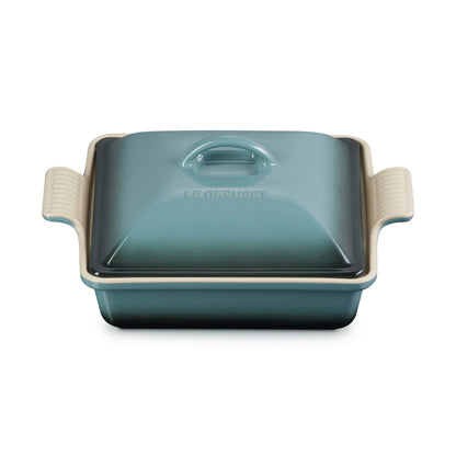 2QT HERITAGE STONEWARE SHALLOW COVERED CASSEROLE OCEAN