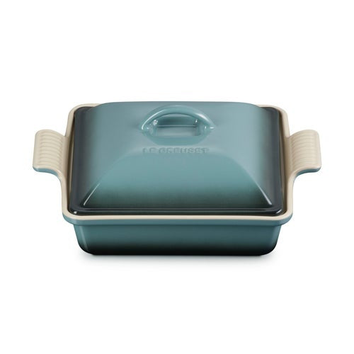 2QT HERITAGE STONEWARE SHALLOW COVERED CASSEROLE OCEAN