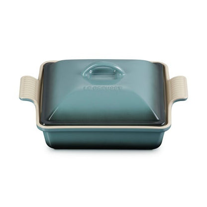 2QT HERITAGE STONEWARE SHALLOW COVERED CASSEROLE OCEAN