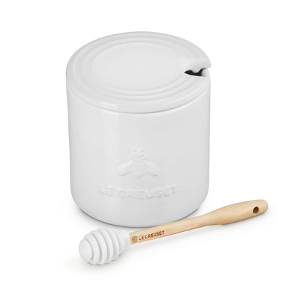14OZ SIGNATURE HONEY POT W/ DIPPER WHITE