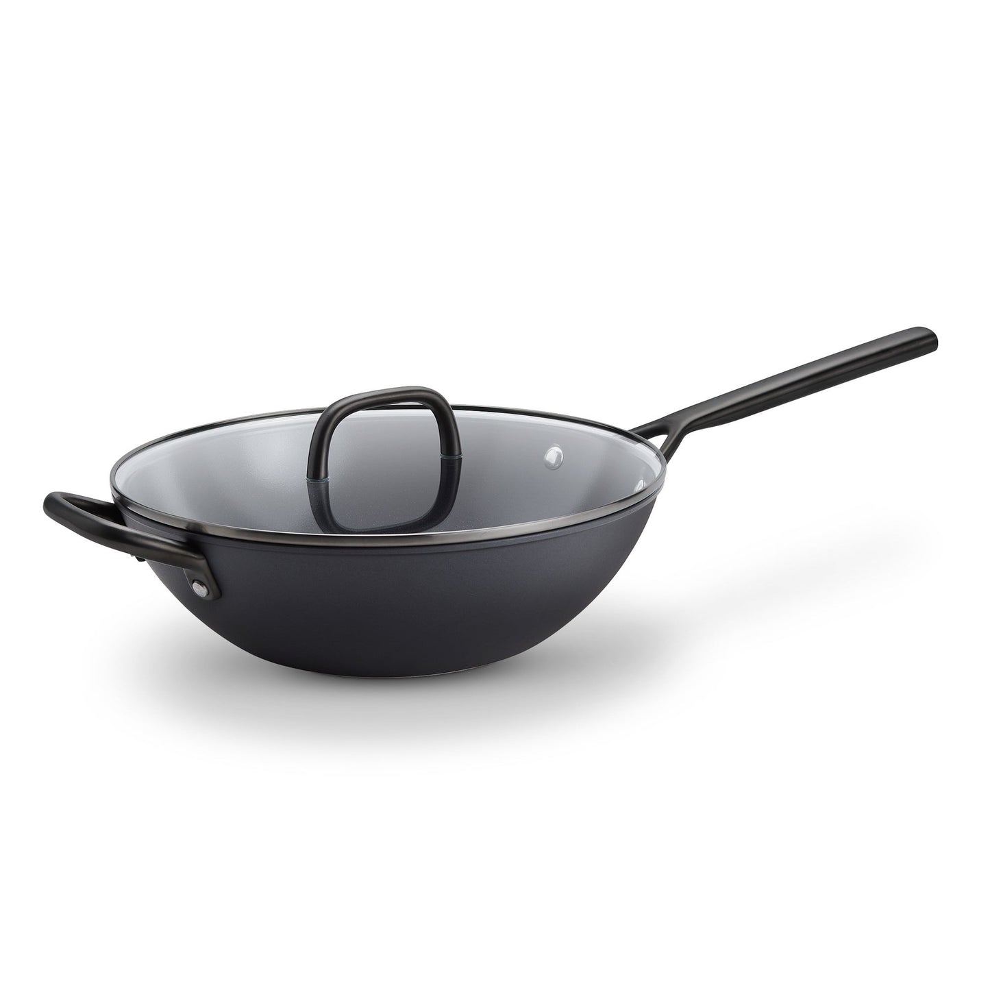 MILANO 12" ALUMINUM CERAMIC WOK W/ LID BLACK