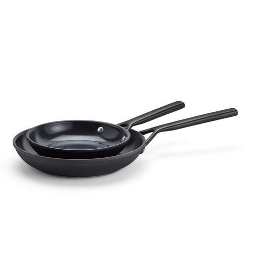MILANO 2PC ALUMINUM CERAMIC FRY PAN SET, MATTE BLACK