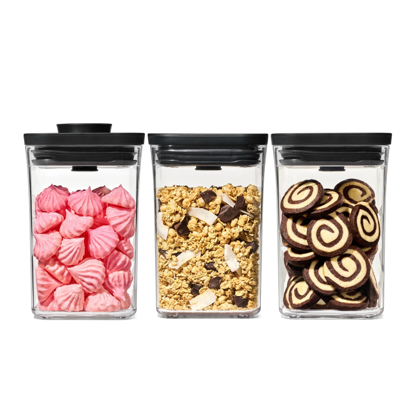 GOOD GRIPS 3PC SQUARE POP CONTAINER SET MATTE BLACK