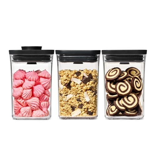 GOOD GRIPS 3PC SQUARE POP CONTAINER SET MATTE BLACK
