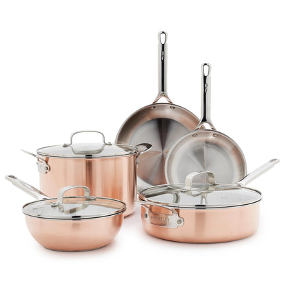 8PC COPPER CLAD COOKWARE SET