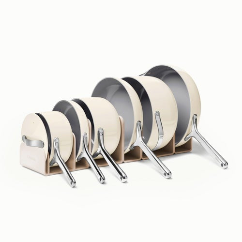 16PC CERAMIC NONSTICK COOKWARE & MINIS SET W/ STORAGE CREAM