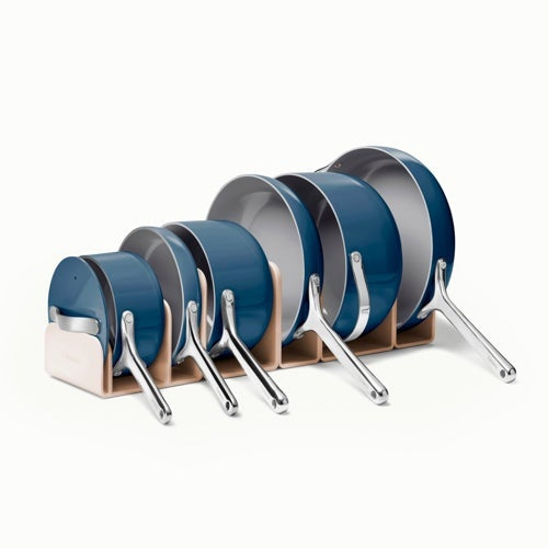 16PC CERAMIC NONSTICK COOKWARE & MINIS SET W/ STORAGE NAVY