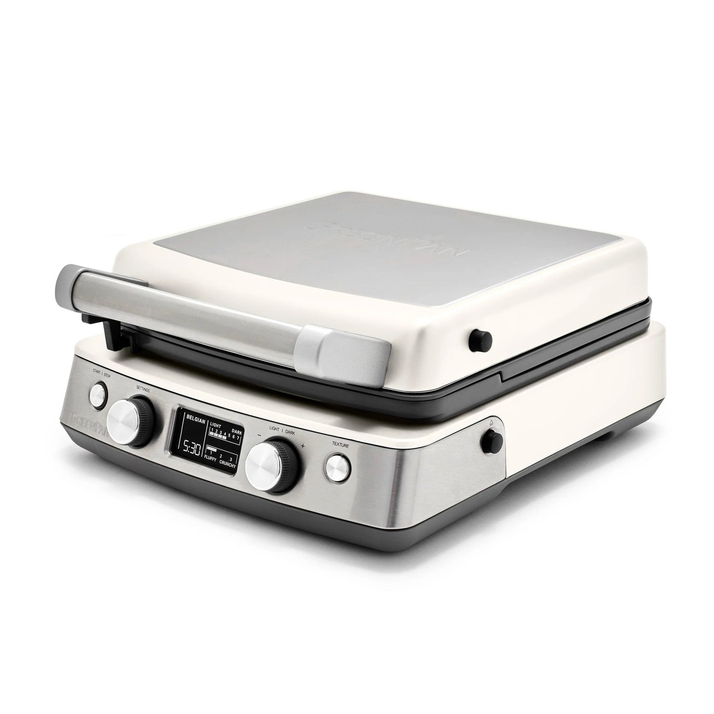 ELITE CERAMIC NONSTICK 4-SQUARE CLASSIC/BELGIAN WAFFLE MAKER CLOUD CREAM