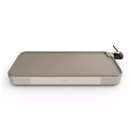 12" X 22" CERAMIC GRIDDLE W/ WARMING TRAY, OATMILK
