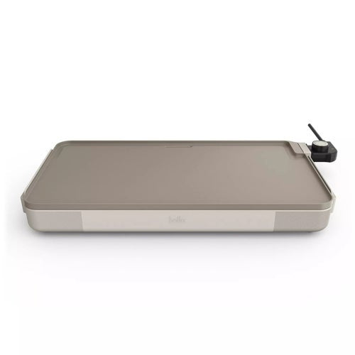 12" X 22" CERAMIC GRIDDLE W/ WARMING TRAY, OATMILK