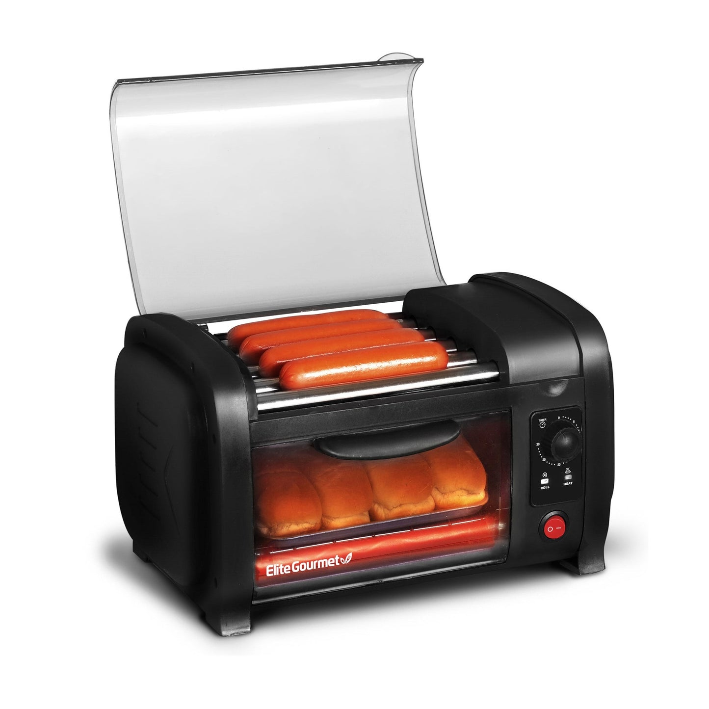 HOT DOG ROLLER TOASTER OVEN & BUN WARMER, BLACK