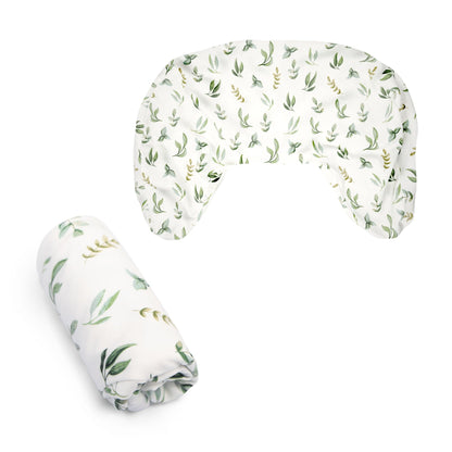 BOPPY NEW NURSING PILLOW COTTON COVER, ORGANIC GREEN LEAVES