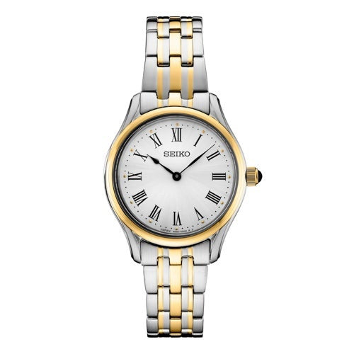 LADIES ESSENTIALS 2-TONE STAINLESS STEEL WATCH, SILVER