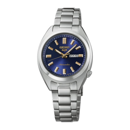 UNISEX SEIKO 5 SPORTS AUTOMATIC SILVER-TONE STAINLESS STEEL WATCH BLUE DIAL