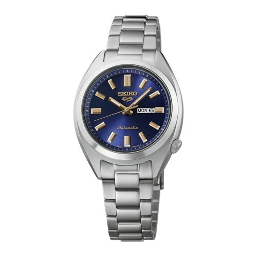 UNISEX SEIKO 5 SPORTS AUTOMATIC SILVER-TONE STAINLESS STEEL WATCH BLUE DIAL