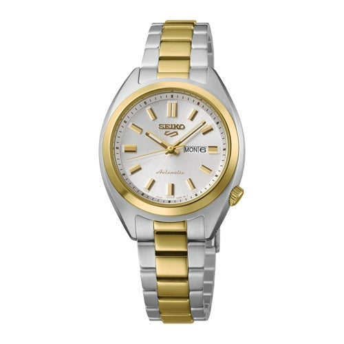 UNISEX SEIKO 5 SPORTS AUTOMATIC TWO-TONE STAINLESS STEEL WATCH WHITE DIAL