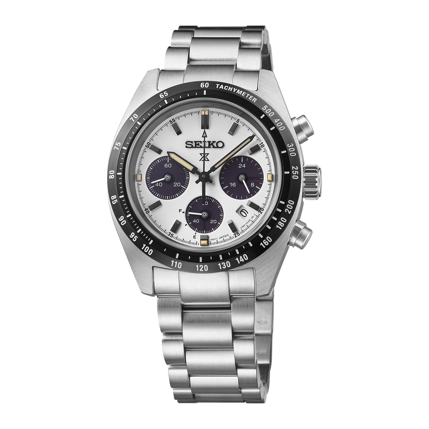 MENS PROSPEX SPEEDTIMER SOLAR CHRONOGRAPH STAINLESS STEEL WATCH WHITE DIAL